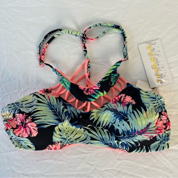 TiniBikini Tiger Lily print high neck swim top women’s size XL new with tags - Picture 3 of 11